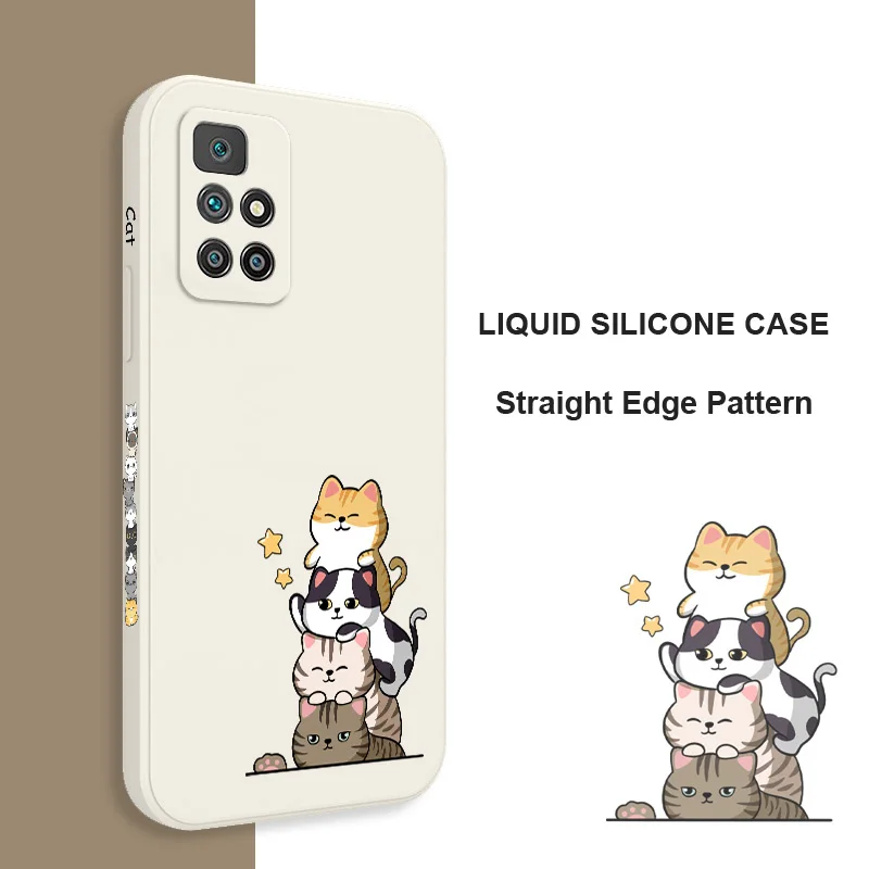 Stacked Cats Phone Case For Xiaomi Redmi 12C 10 10C 10A 9 9A 9T A1 Pro Plus 4G 5G Silicone Cover