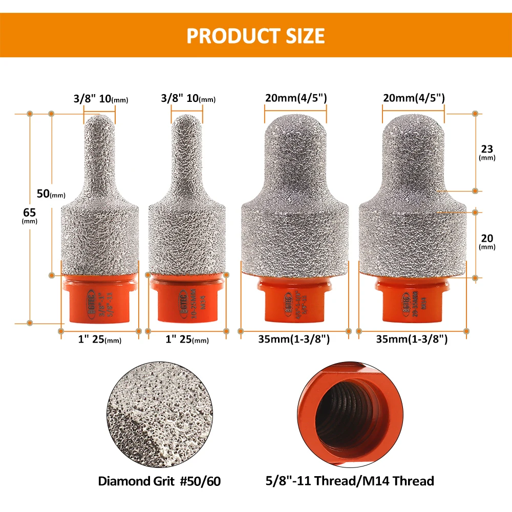 BGTEC 1pc frese diamantate Dia10-25mm/20-35mm rettifica bordo ingrandimento sega a tazza piastrelle di ceramica marmo M14 o 5/8-11