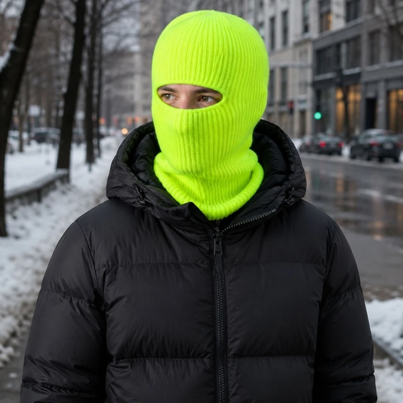 One-Hole Balaclava for Men, Women and Children, Ribbed Fabric Head, Face and Neck Coverage for Fall and Winter