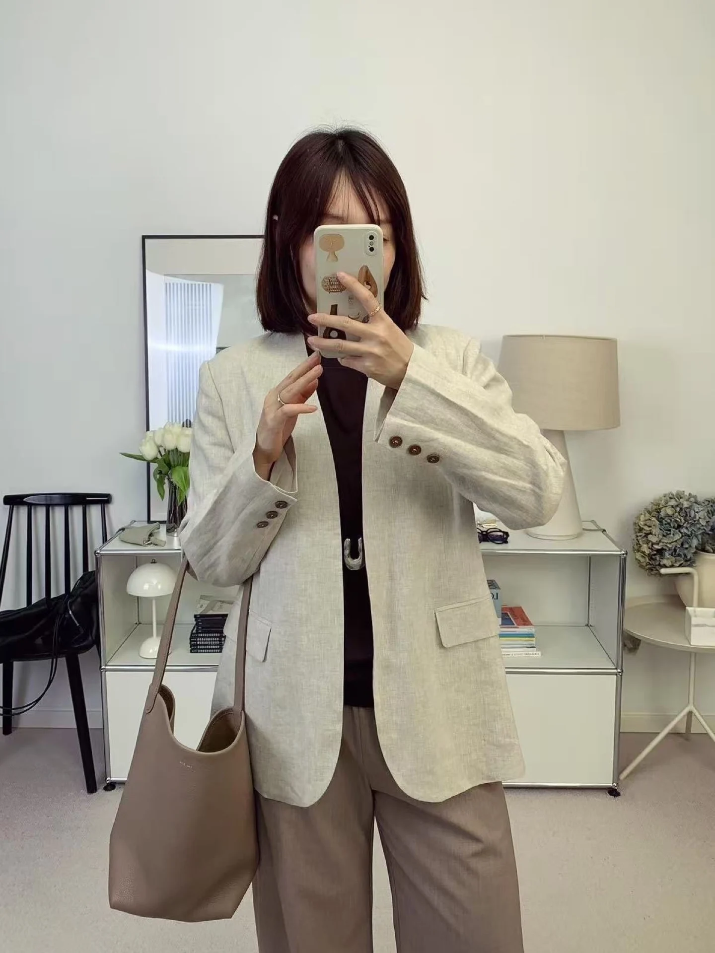 

Natural Linen Fabric Loose Fit Thin Lapel Suit Jacket Casual Style Breathable Spring Summer New Arrival Women's Fashion