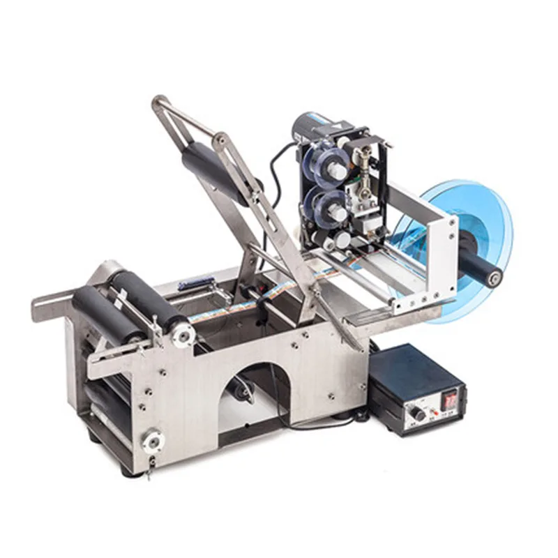 Semi‑automatic Round  Labeling Machine  Plastic Bottle Sticker Label Applicator Small Desktop Manual Labeler for Round Bottles