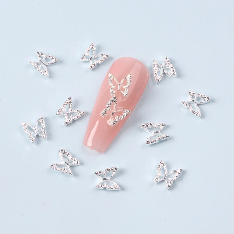 10pcs Nail Charm Butterfly Circle Snake Nail Figures 3d Nail Parts Metal Charms Kawaii Accessories For Manicure Rhinestone