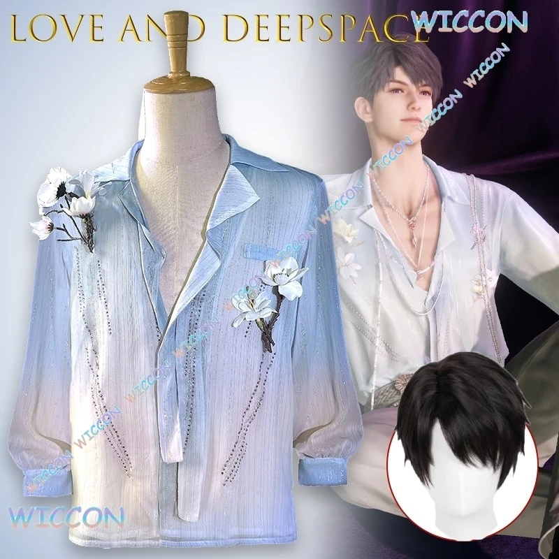 

Mag/Love And Deepspace Caleb Cosplay Costume Spring Casual Translucent Shirt Iridescent Outfit Men Halloween Christmas Party Cos