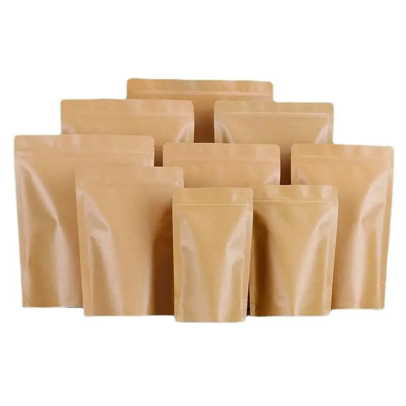 9X14 CM 50pcs/lot  Kraft Paper Bag Brown Zipper Stand Up Bag brown Pull bone packaging bag