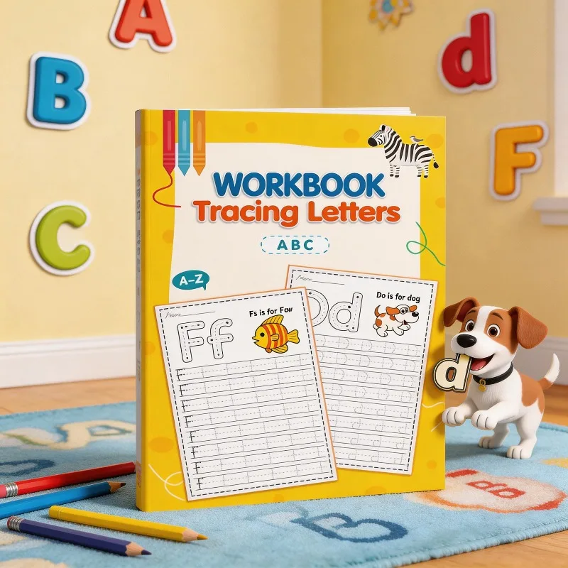 Children's English Alphabet Practice Book, Fun Writing Alphabet Practice Book, Activity Practice Book, Copy Calligraphy 32 Pages
