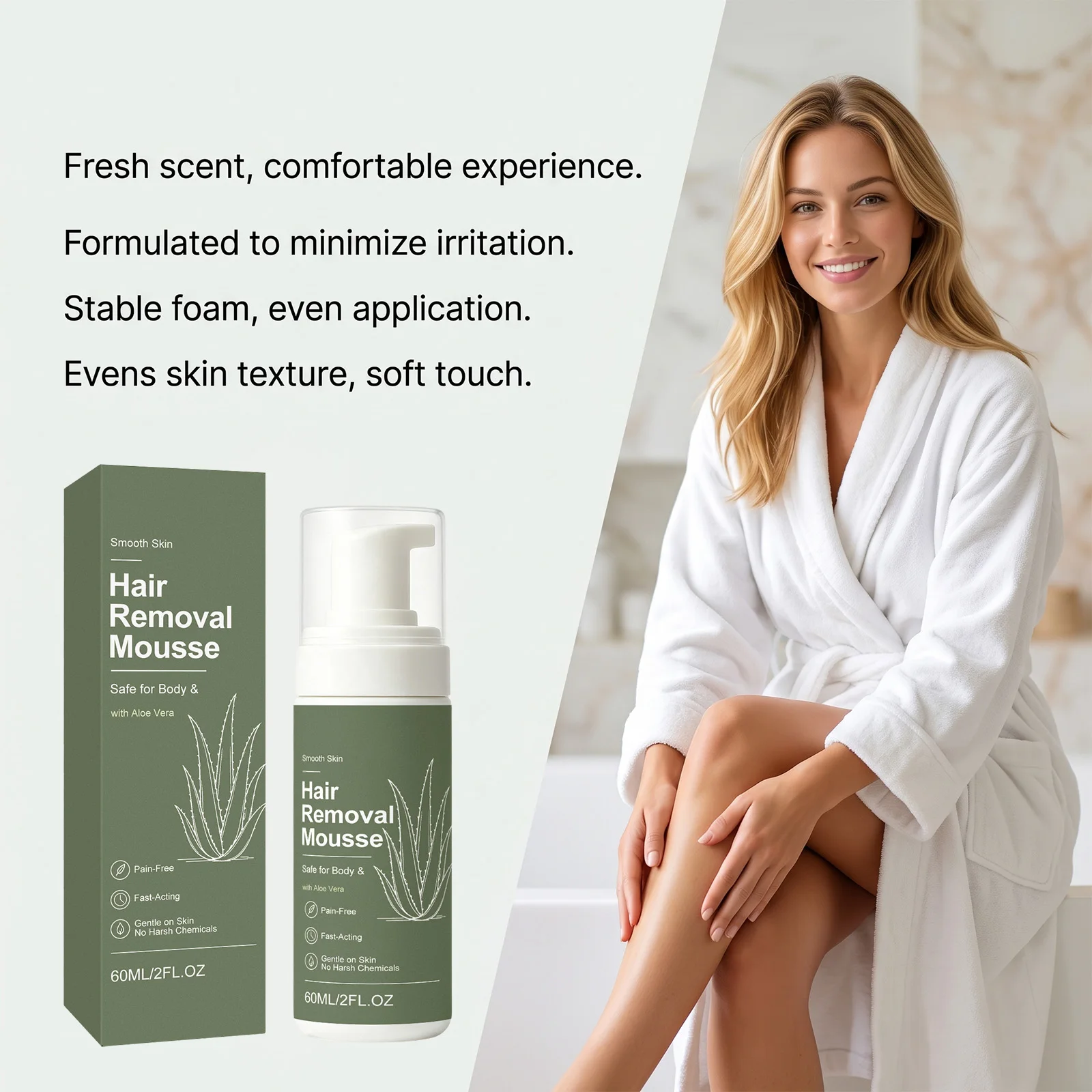 Aloe Vera Quick Hair Removal Cream Mousse Painless Moisturizing Skin Friendly Improve Dryness Female & Male Depilatory Spray New