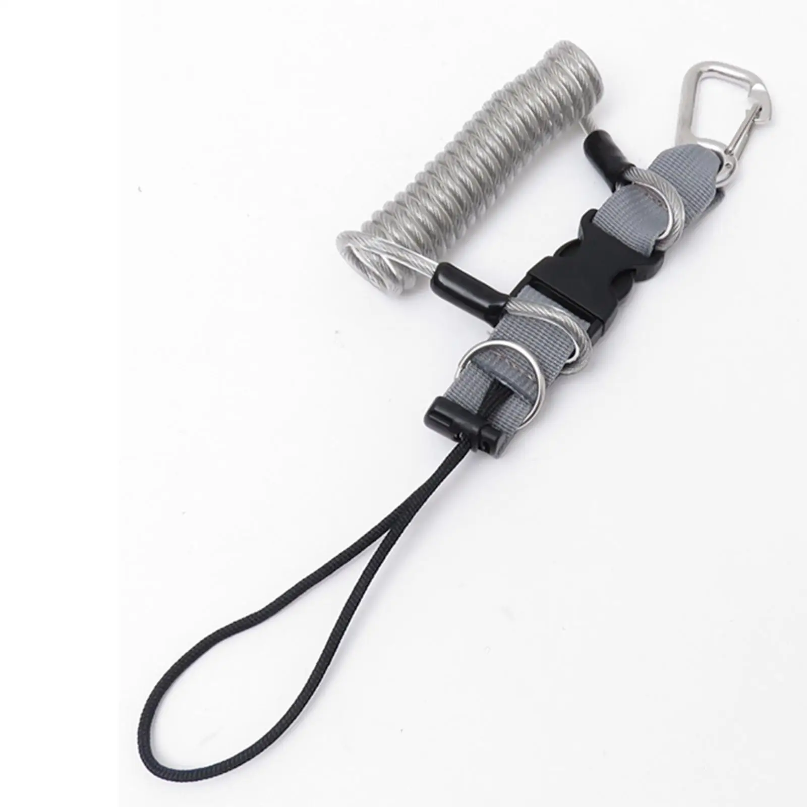 Quick Release Diving Coil Lanyard Stainless Camera Leash for Scuba Underwater Photography Adjustable Wrist Strap Anti Lost
