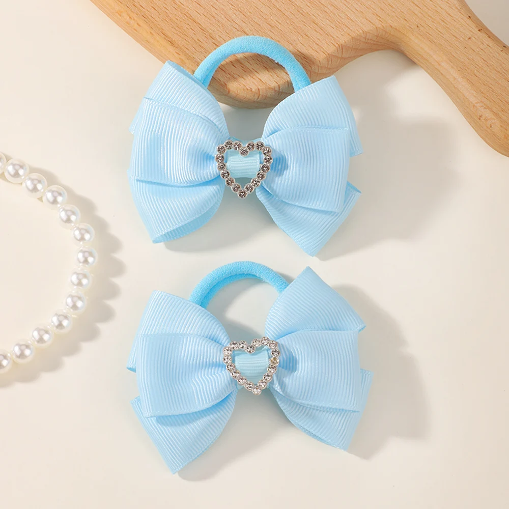BABY BOWS 2 Stück/Set Kinder Mädchen Niedliche Doppelschichtige Schleifen-Haargummis Haarbänder Kinder Basis-Pferdeschwanz-Kopfschmuck Haaraccessoires – Detail 31