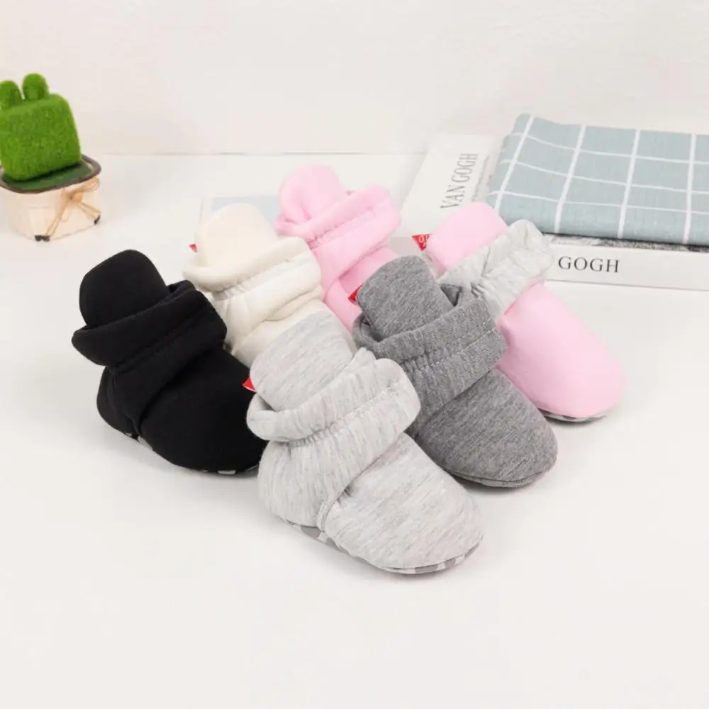 

Winter Solid Color Stars Warm Shoes Socks Newborn Baby Hundred Stripes Non-Slip Toddler Shoes Baby Boy Girl Soft Bed Shoes