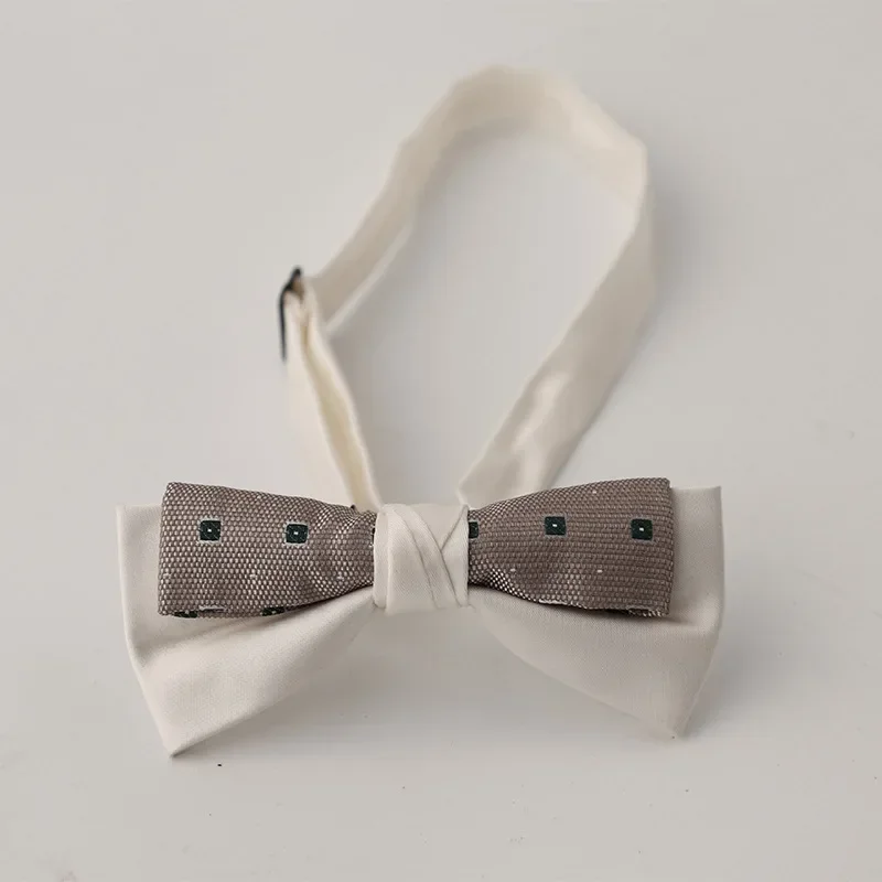 Double Layered Bow Tie Printed Flat Head Handmade Retro French Groom Wedding Banquet Gentleman Versatile Adjustable Accessories