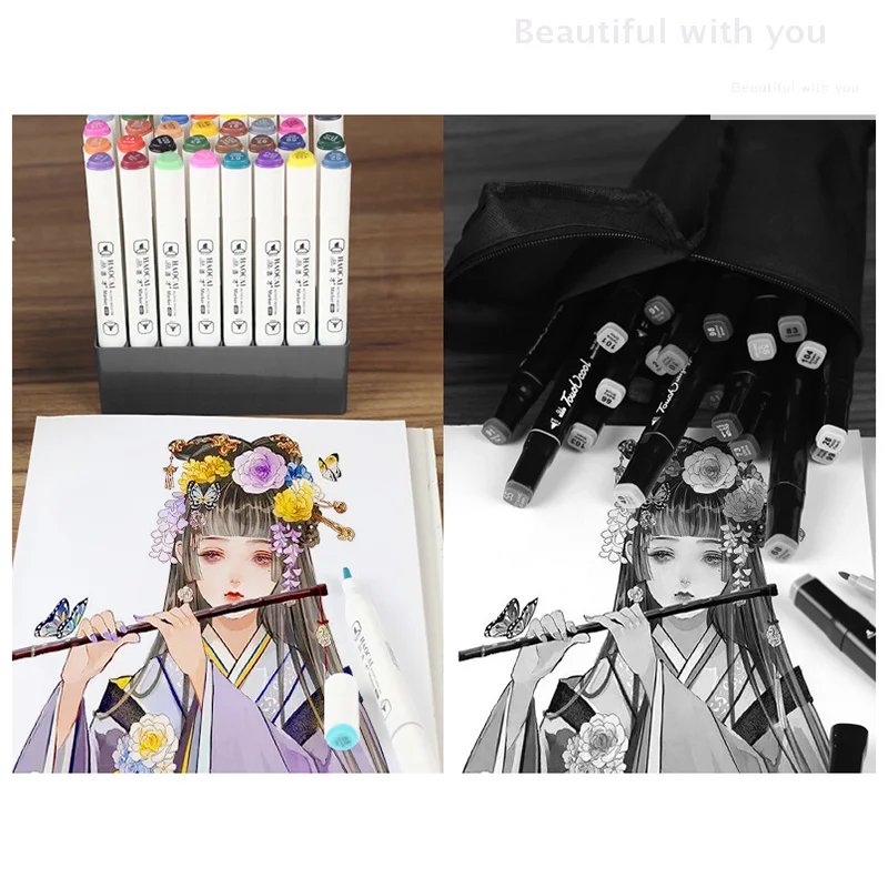 New100 فتحات حامل قلم أسود سعة كبيرة حامل قلم تحديد فرشاة القلم تخزين الرف حامل فرشاة المكياج متعدد الوظائف #1