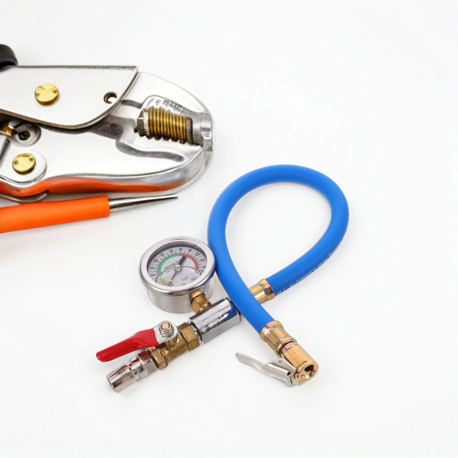 

Self Locking Tire Pressure Gauge Inflator Universal Fit Various Valve Types Accurate Monitoring Portable Car Bike Atv Tires