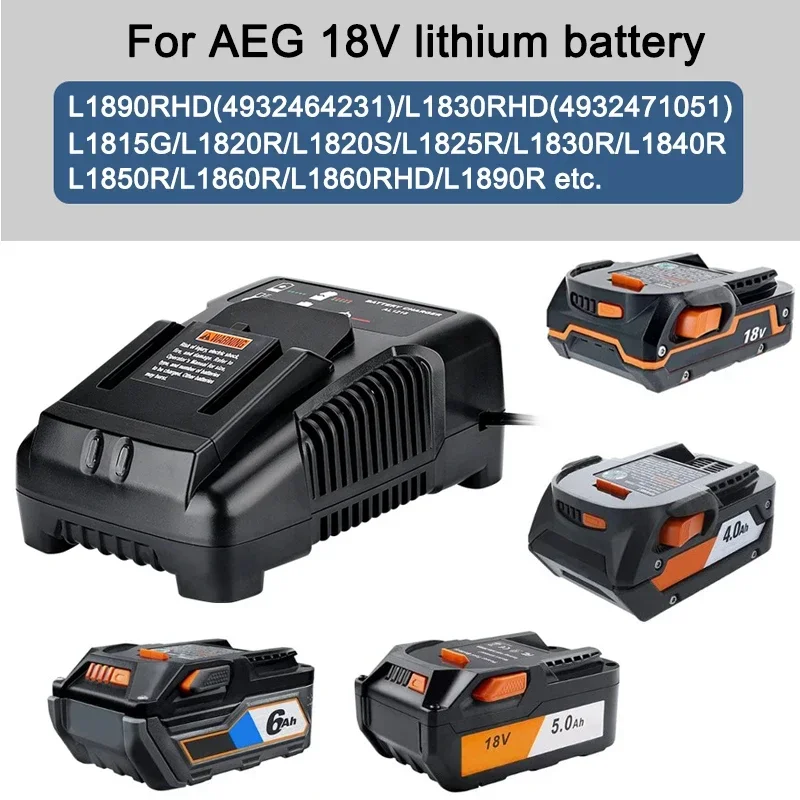 Pipeline de batterie au lithium pour RIDGID AEG, chargeur rapide, outil électrique, charge, haute qualité, Eddie Ion, 14.4V, 18V