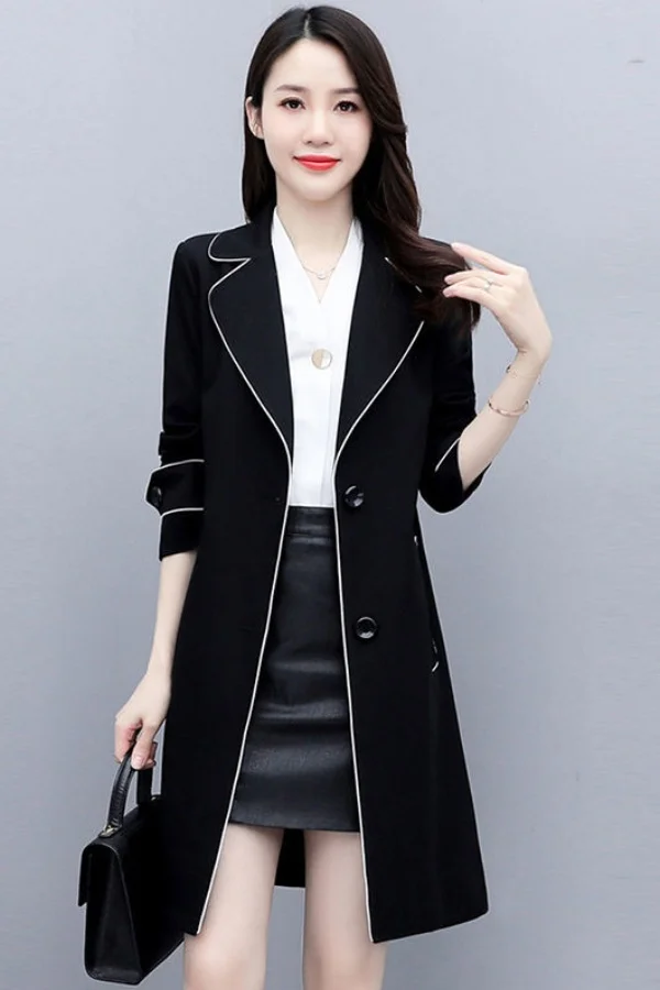 

Ladies Coats For Winter Gothic Trench Coat Japanese Traditional Upper Apparel European American Sense Splicing White Faionable
