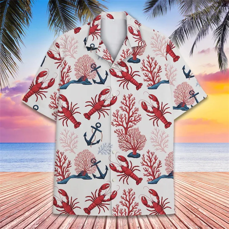 Hawaiian Shirt For Men Women Lobster And Beer 3D Printing Shirt Summer Holiday Shirt Short Sleeve Button Down Crawfish Shirts