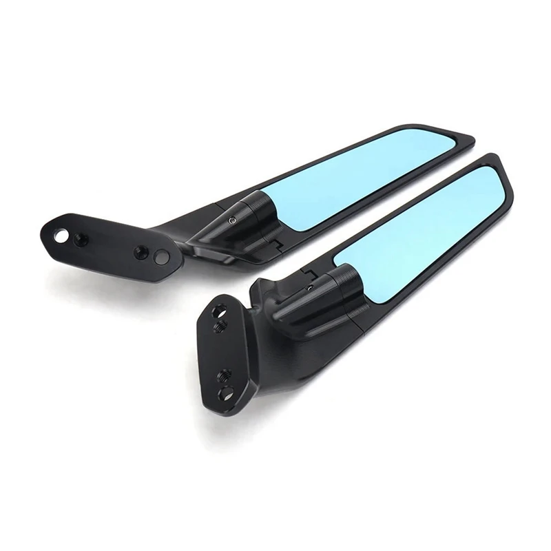 Motorcycle Mirror Blue Anti-Glare Wind Wing Rotating Rearview Mirror Kit For Kawasaki NINJA 636 ZX-6R ZX6R 2019-2024