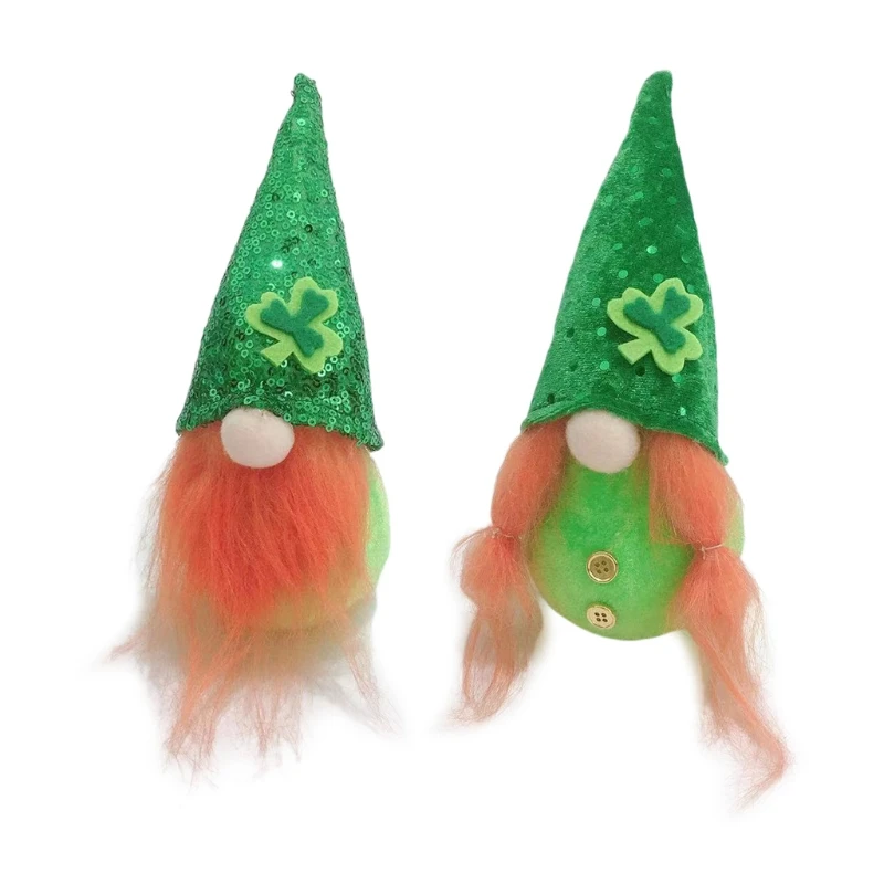 Irish March Festiva Day Gnome Leprechaun Shamrock Handmade Swedish Tomte Plush for Doll Household Ornaments