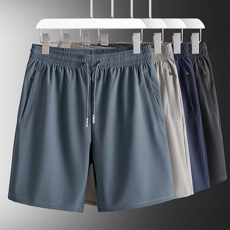 

Мужские шорты больших размеров из ледяного шелка для спортзала, бега, с защитой от солнца, повседневные, для баскетбола, тренировок, фитнеса, пляжа, мужская одежда