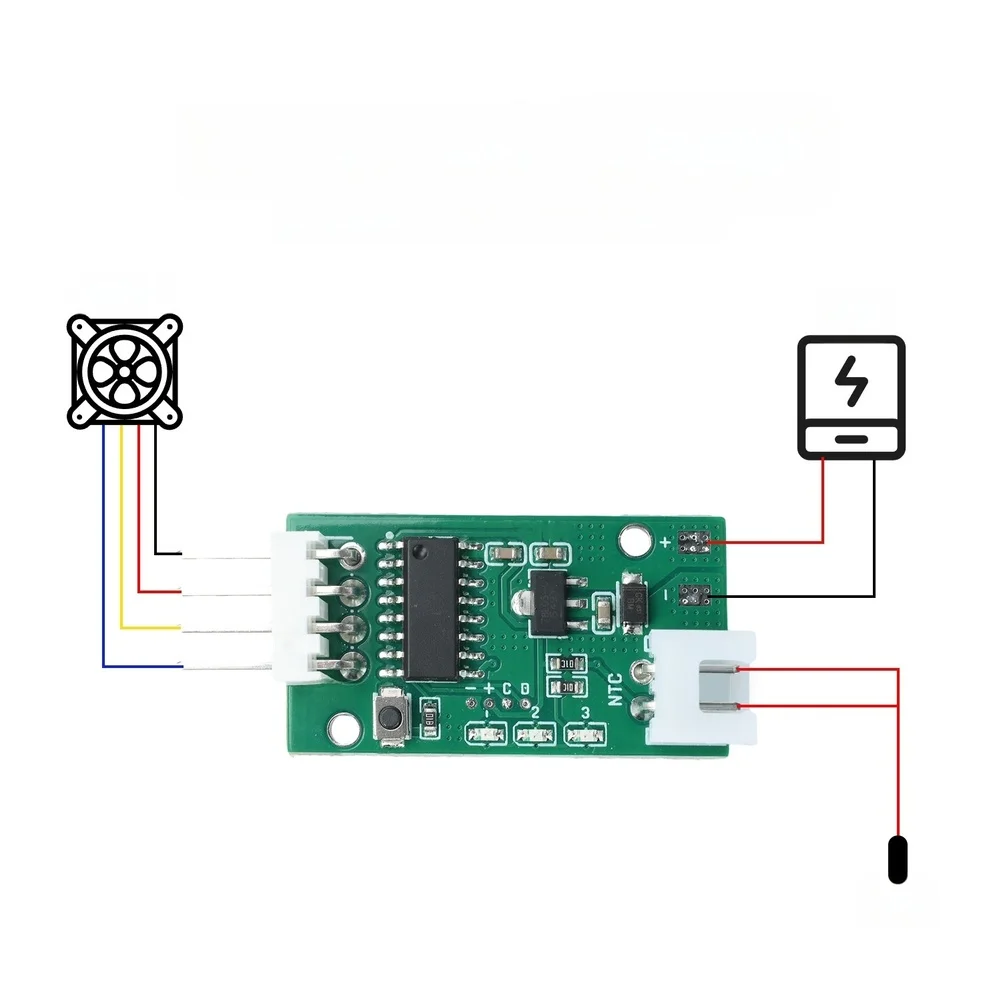 4 Wire Fan Module Temperature Regulator Automatic Temperature Adjustment 5V And 12V Support Duty Cycle 4 Wire Fan
