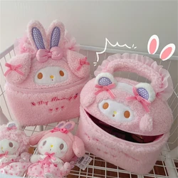 My Melody Cosmetic Case Lovely Cute Anime My Sweet Piano Handbag Storage Bag stile giapponese Kawaii Plush Bag Gifts Girl