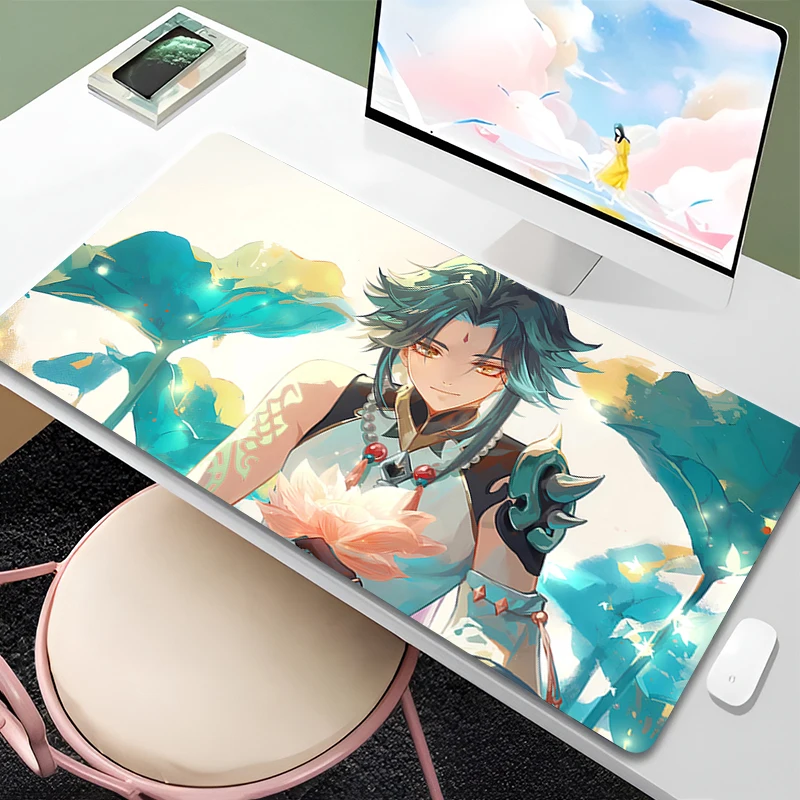 

Mouse Pad Green Plants Xiao Keyboard Rug PC Genshin Impact Gaming Mousepad Office Laptop Accessories Anime Desk Mat XXL Carpet