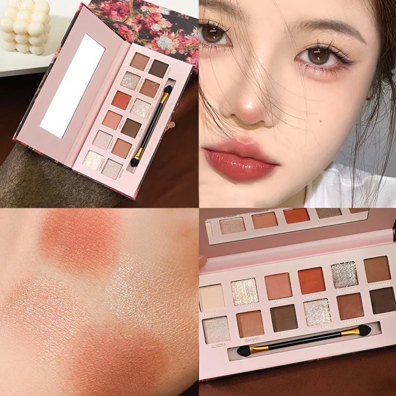 K'CAPEINE 12 色油絵アイシャドウ パレット - パールとマット仕上げ、ソフトなアースカラー