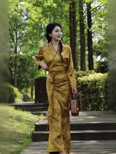 Chińska Letnia Cienka Sukienka Xizang Sukienka Damska Retro Sukienka Bola