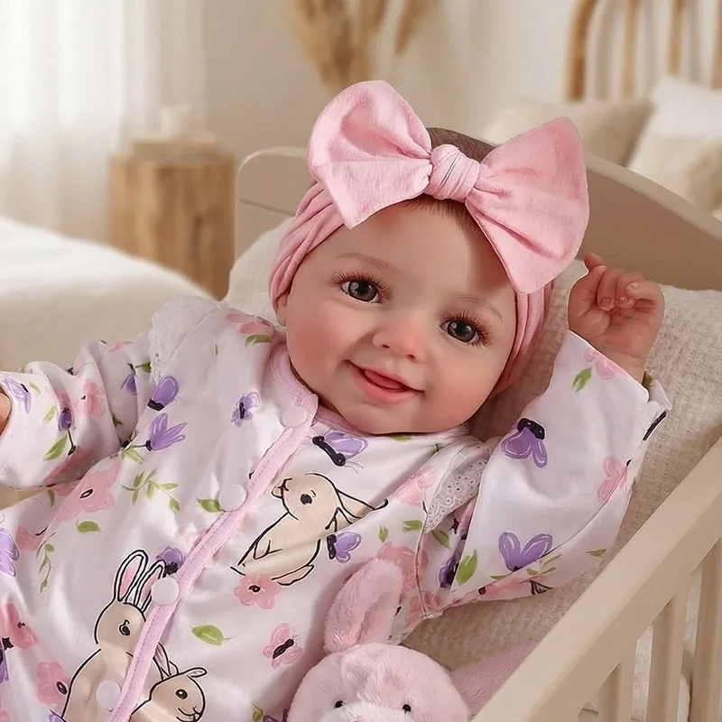 43cm リボーンドール 幼児 笑顔 人気 可愛い 女の子人形 布製ボディ 高品質 手作り人形 本物のような柔らかい感触