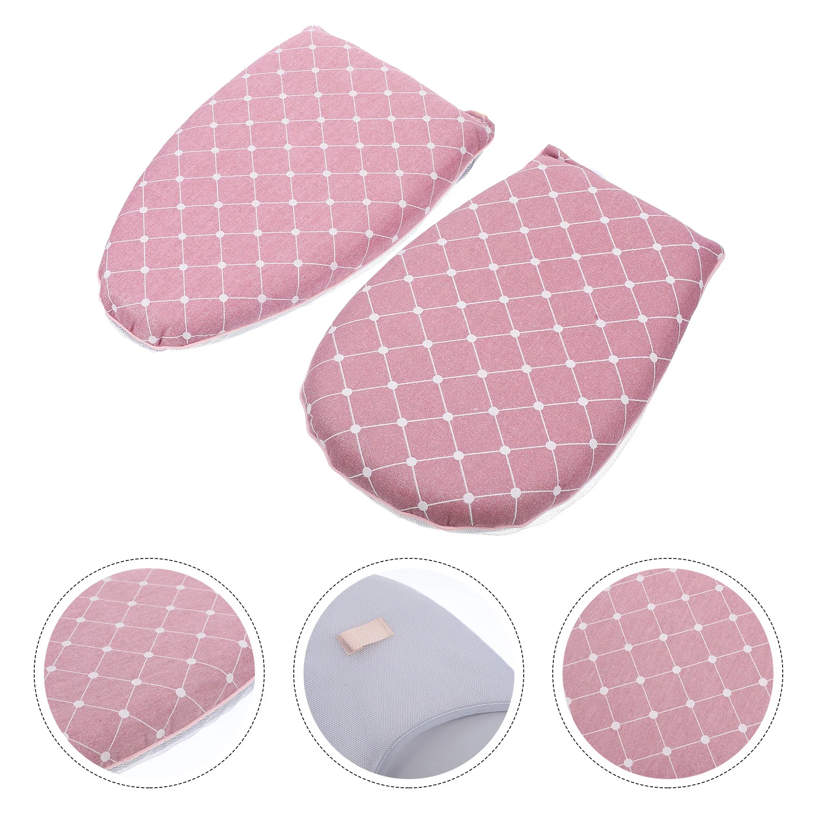 

2pcs Handheld Ironing Board Steamer Mini Holder Pink Sponge Household Glove Heat Resistant Non-Slip Anti-Scald for Garment