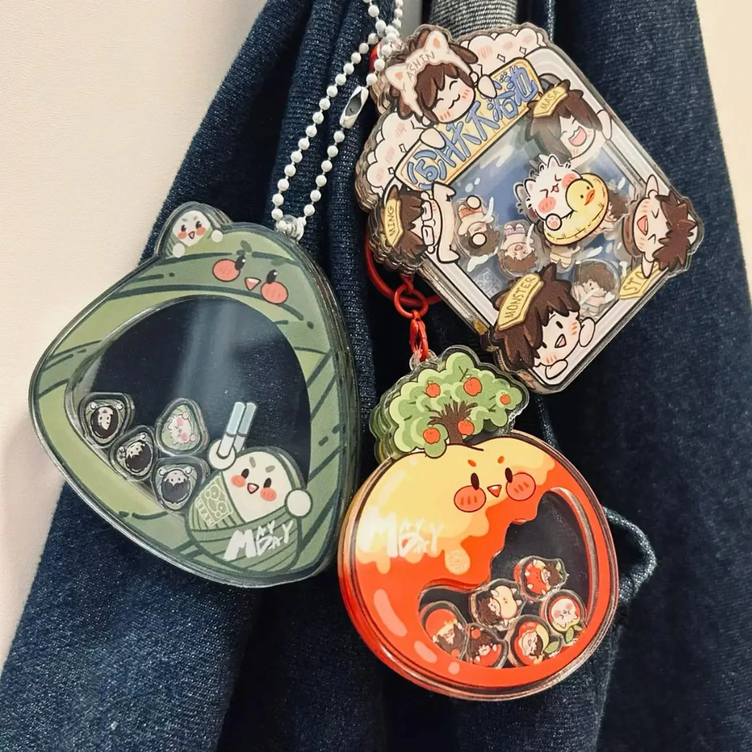Custom Acrylic Shaker Keychains Clear Charms Logo Cute Cartoon Pendant Photo Transparent Anime Personalized Key Chains For Gifts