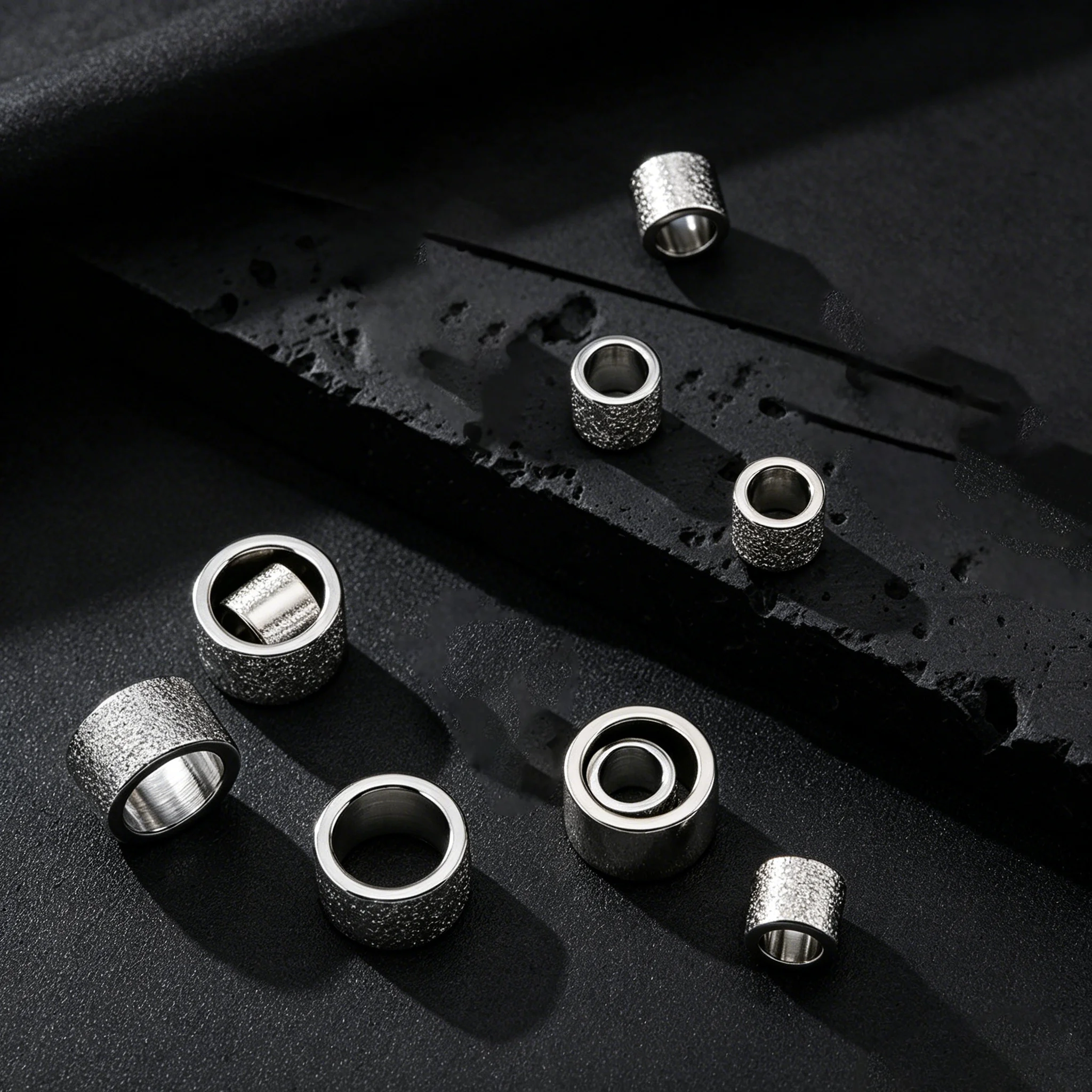 5/10 Stück Edelstahl Gold Mattierte Großloch-Abstandshalterperlen für DIY Armbänder Schmuckherstellung Zubehör – Detail 2