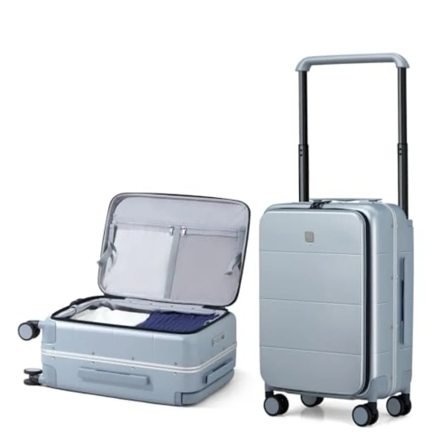 

20-дюймовый жесткий чемодан для ручной клади с алюминиевой рамой из поликарбоната и колесами-спиннерами, серый, 40 л, одобрен TSA, с широкой ручкой для авиаперелетов