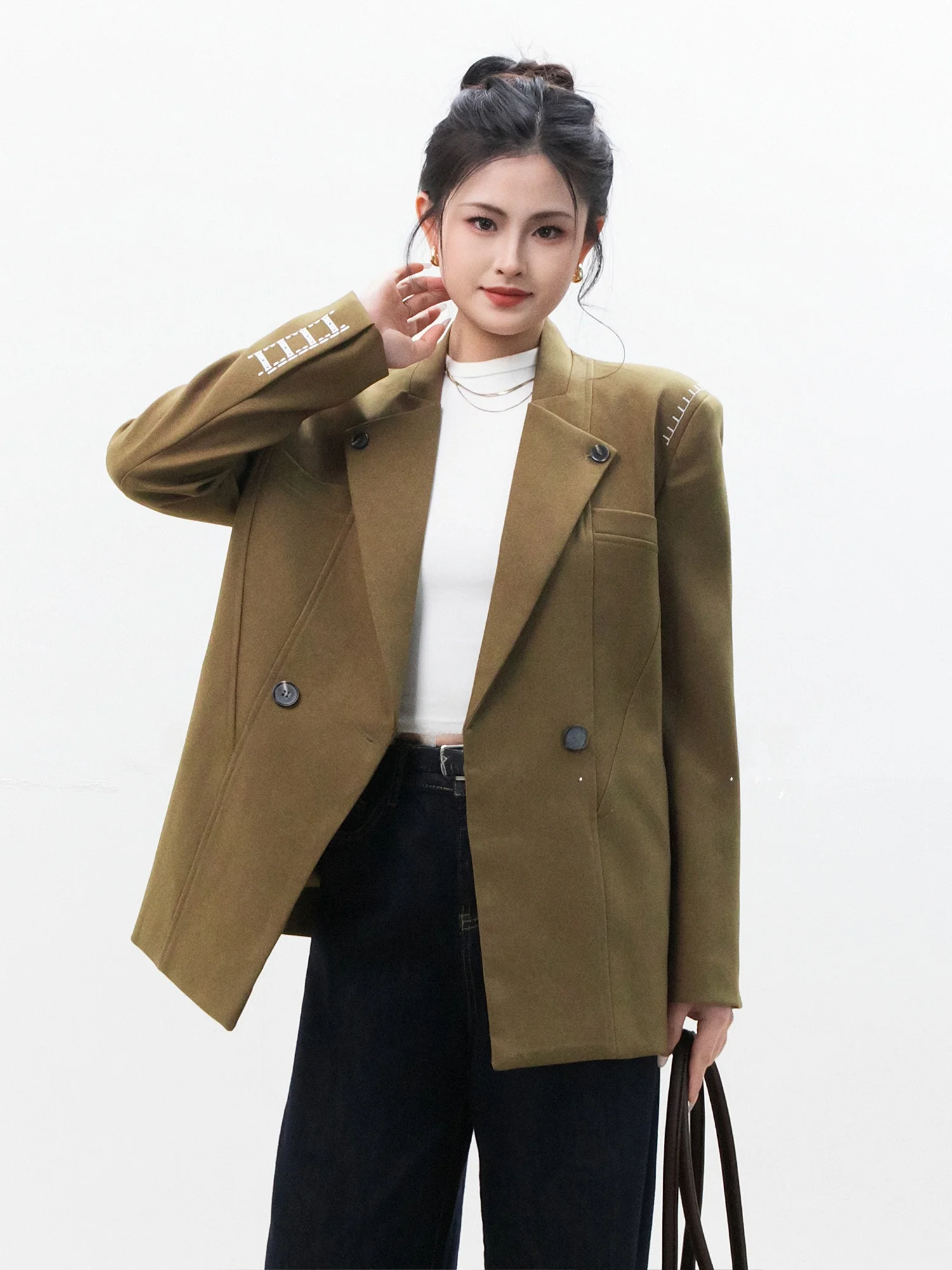 CHELZY Retro Double-Breasted Suit Women's Spring Autumn Commute High-End Slimming Versatile Outerwear Classic Preppy Sle