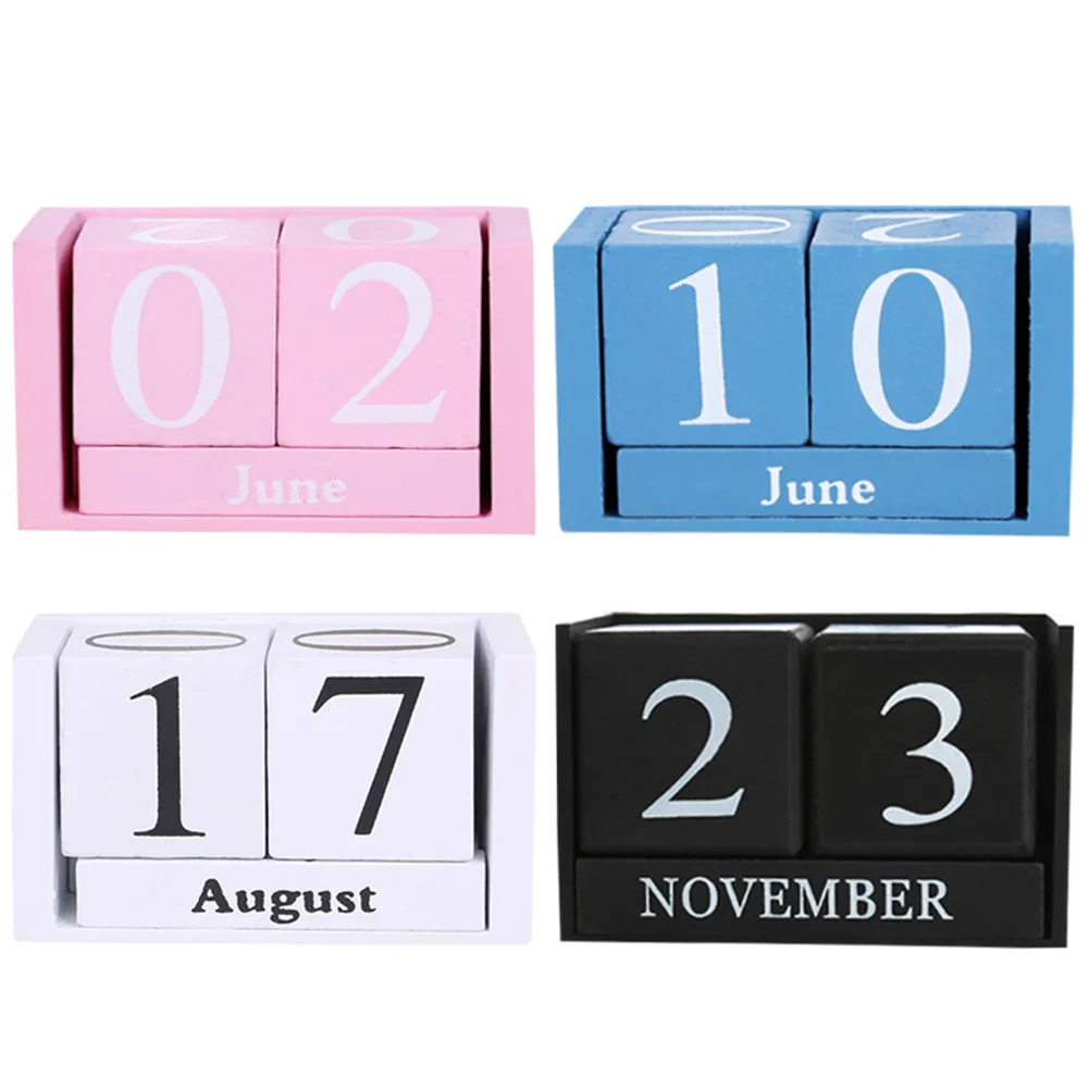 Vintage Wood Perpetual Calendar Desk Calendar Creative Living Room Desktop Study Shop Bar Decoration DIY Home Office Display Hot