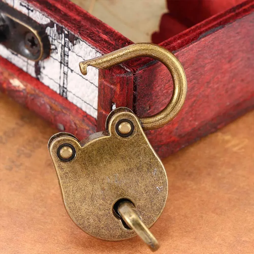 1 Pcs Metal Old Vintage Style Mini Padlock Small Luggage Box Key Lock Copper Color Lot Of Home Usage Hardware Decoration