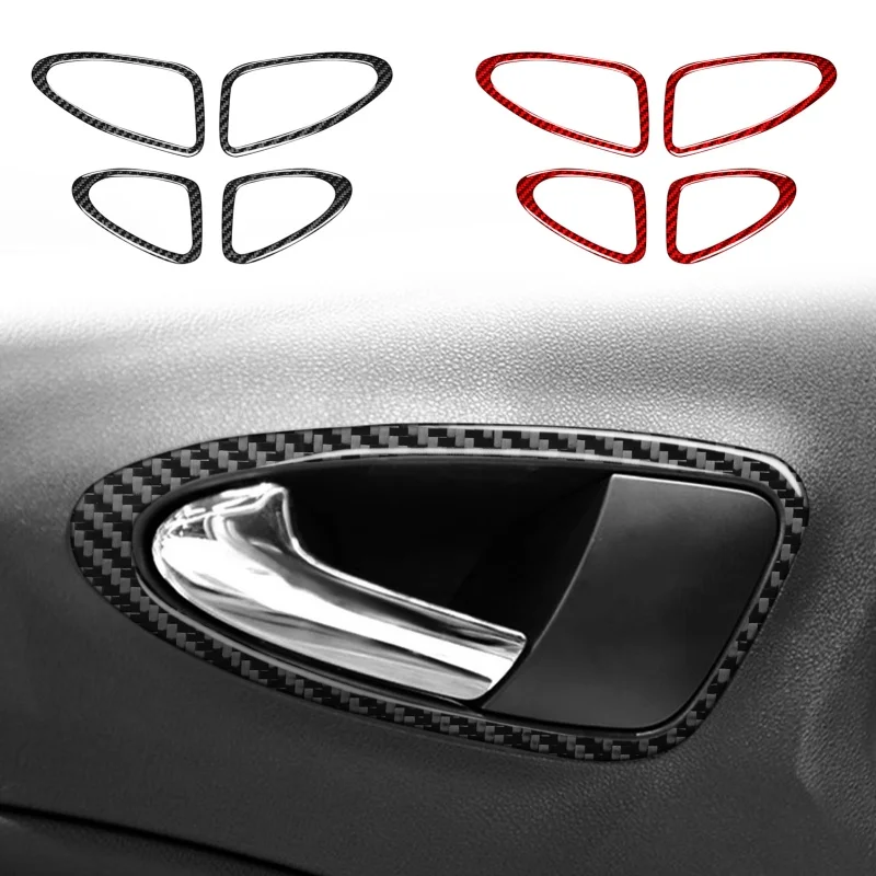 For Seat Ibiza 6j 2009 2010 2011 2012 2013 2014 Real Soft Carbon Fiber Sticker LHD RHD Car Inner Door Handle Panel Accessories