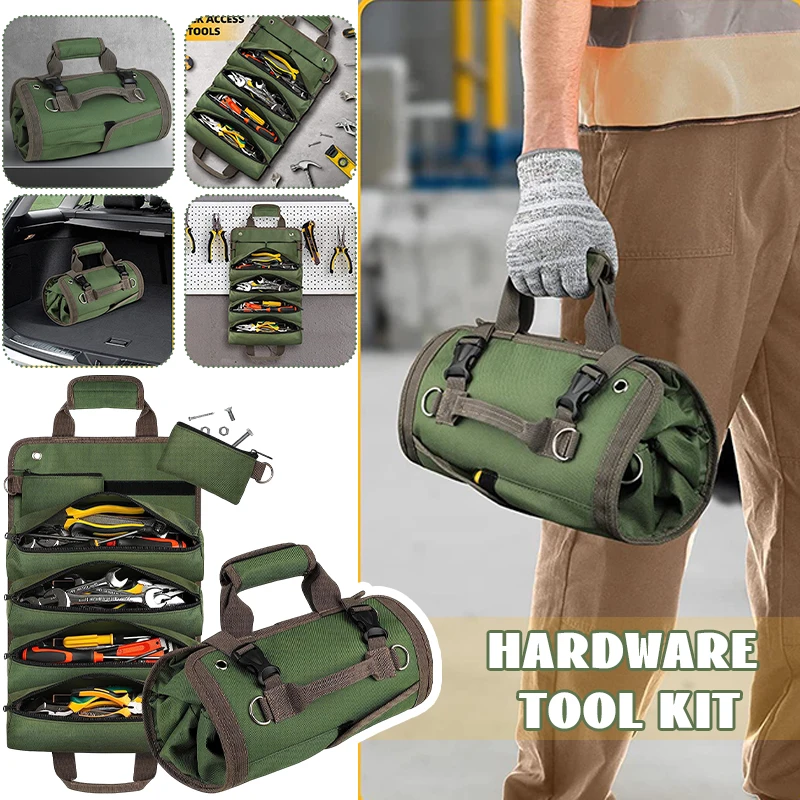 Multi-Purpose Tool Bag  Professional Multi Pocket Wrench Hardware Tools Pouch Roll UP Portable Small Tools Organizer Bag