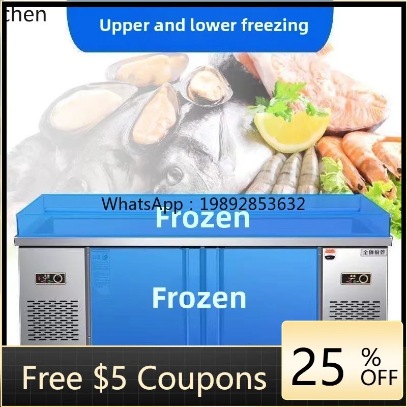 

ACC Stainless Steel Seafood Ice Display Refrigerated Showcase Commercial Supermarket Freezer Fresh-Keeping
