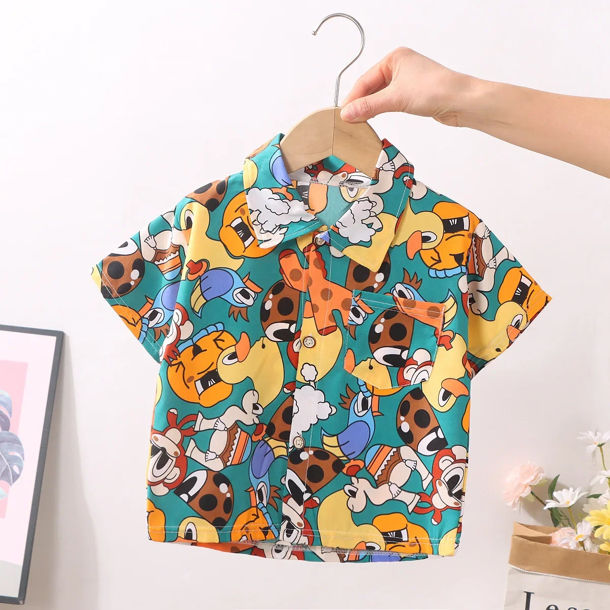 Boys & Girls Shirt 2024 New cotton fabric short sleeve cute loose fit stylish warm print 3D top for kids