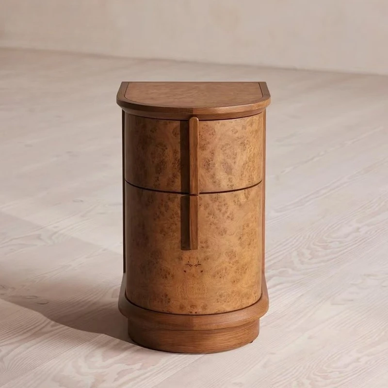 

Solid wood bedside table retro drawer small side cabinet edge few