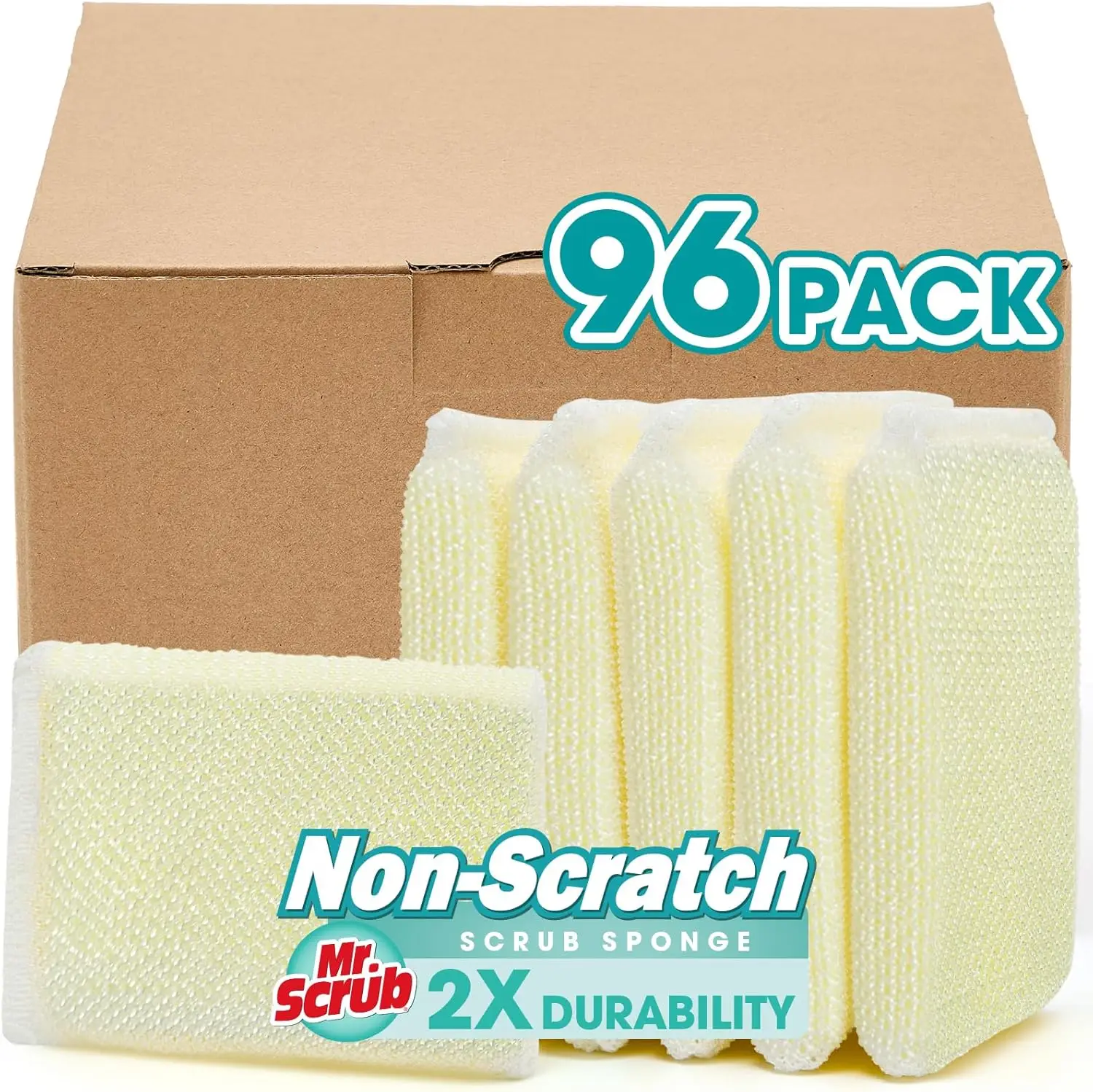 

96 Pads Kitchen Sponges, Scrub Dish Scouring Pad Cleaning Brush for Sink Pan Pot Dishwasher Supplies