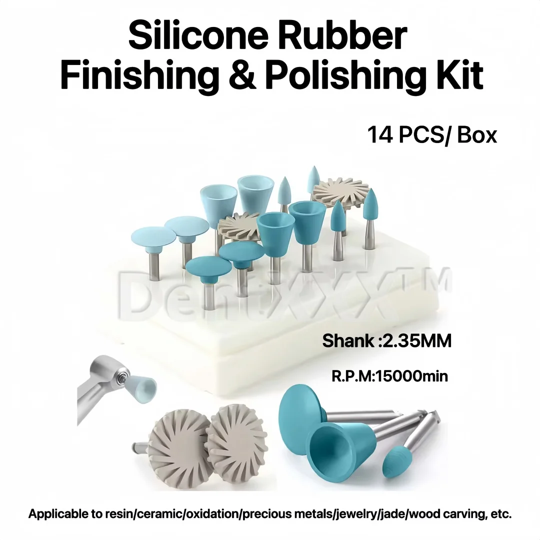 

14Pcs Composite Polishing Kit Ra 2.35mm Silicone Rubber Polisher for Porcelain Resin Nail Polishing