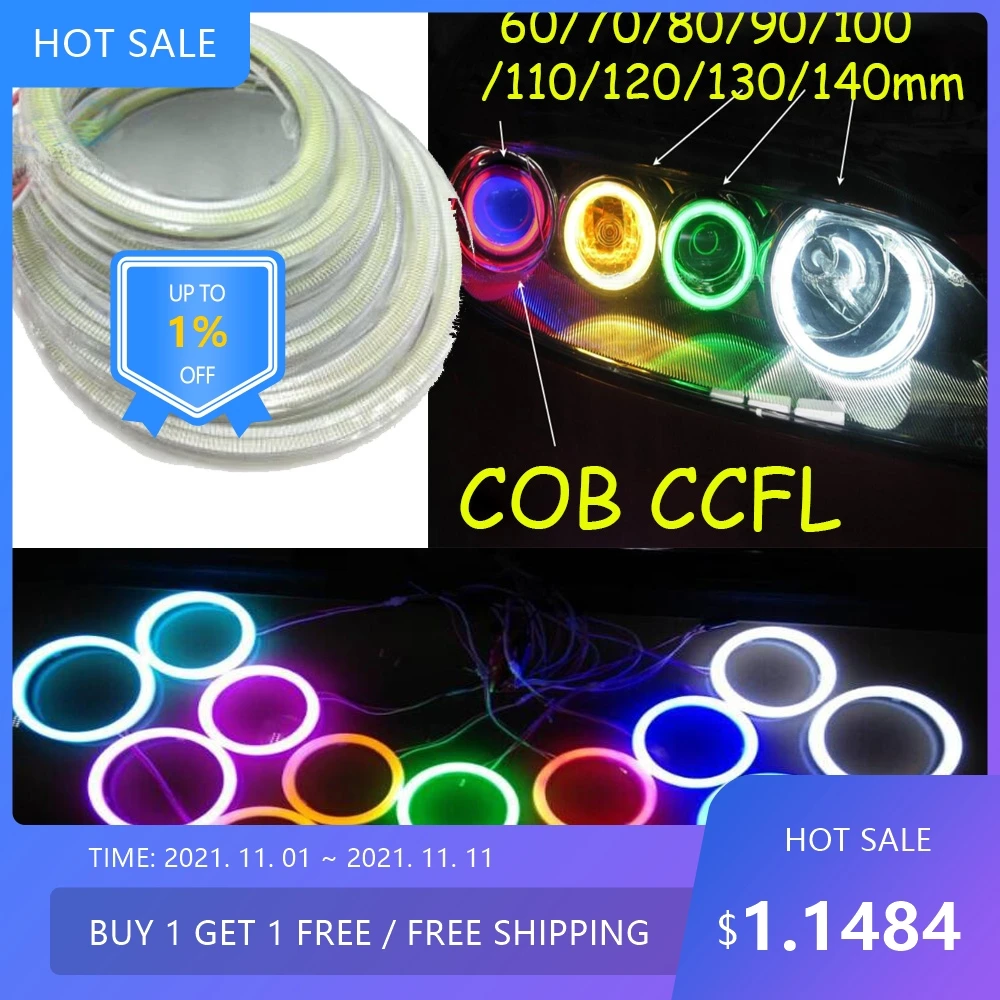 

auto bumper headlight CCFL rg fog Angel eye COB headlamp Auto daytime light auto accessories 60/70/80/90/100/110/120/130/140MM