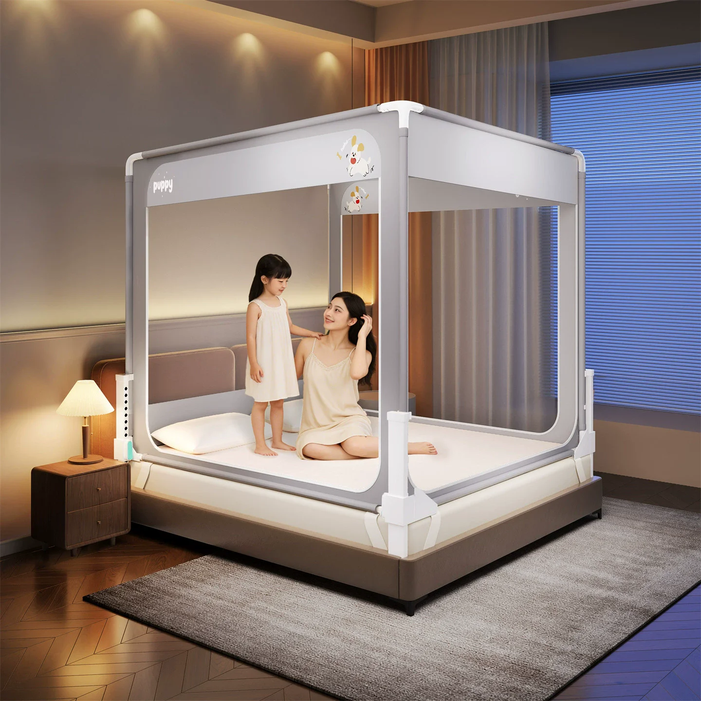 2026 Anti-drop Full-bottom Mosquito Net with Base Prevent Babies From Falling Out of Bed Home Fence Design