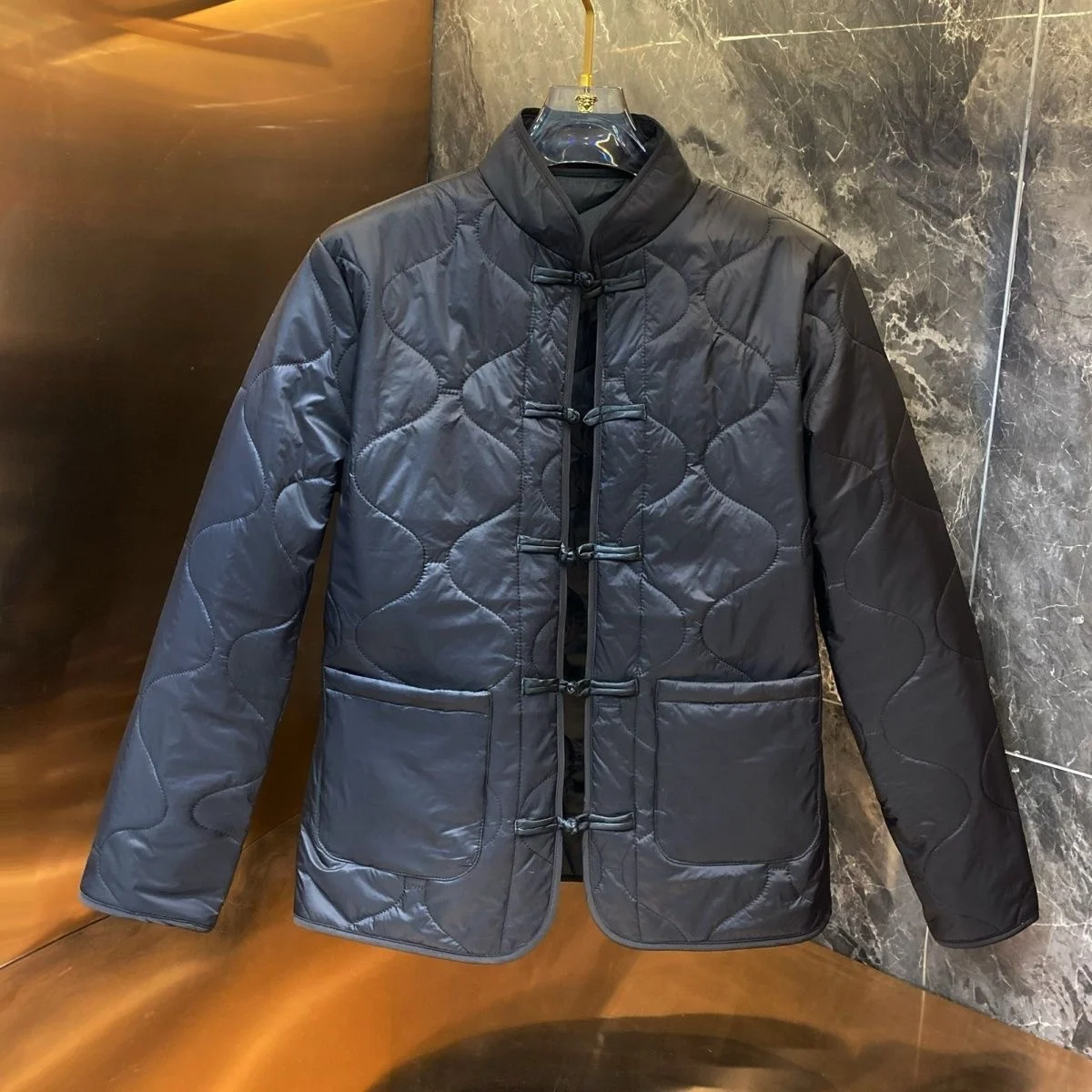 

Autumn Winter New Simple Cotton Jaet Men's Warmth Casual Coat Sli Trendy Pure Color Button up Slim Fit Youth Faion