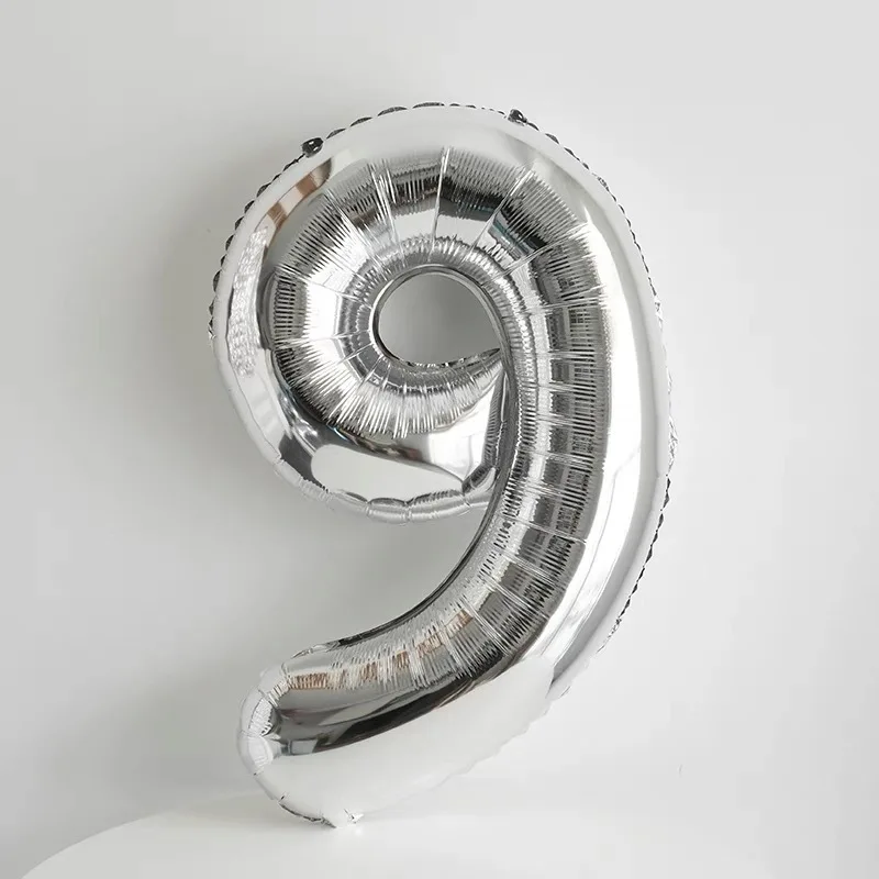 Große 40-Zoll-Silber-Luftballons aus digitaler Aluminiumfolie, große Zahl 0-9-Ballon, Geburtstagsfeier, Jahrestag, Hochzeit, Dekorationen