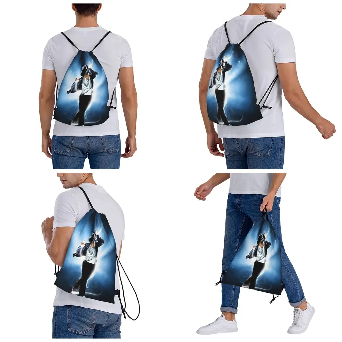 Michael Jackson Musicians Singers Dancers Backpacks Drawstring Bundle Pocket Sundries Bag Book Bags for Man Woman Students