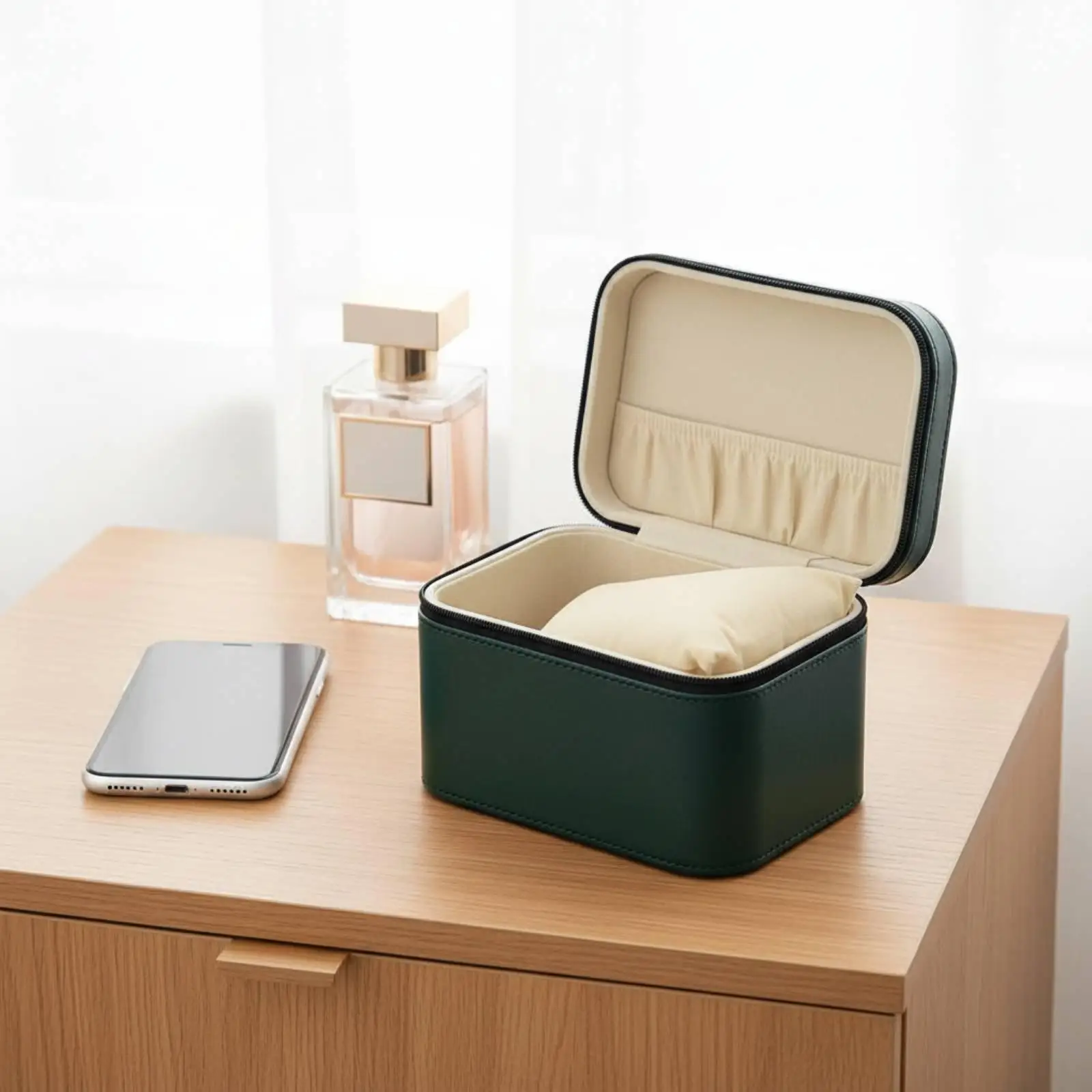 Small Travel Jewellery Box for Bracelets Bangles Watches Portable Organizer Case with Secure Zipper