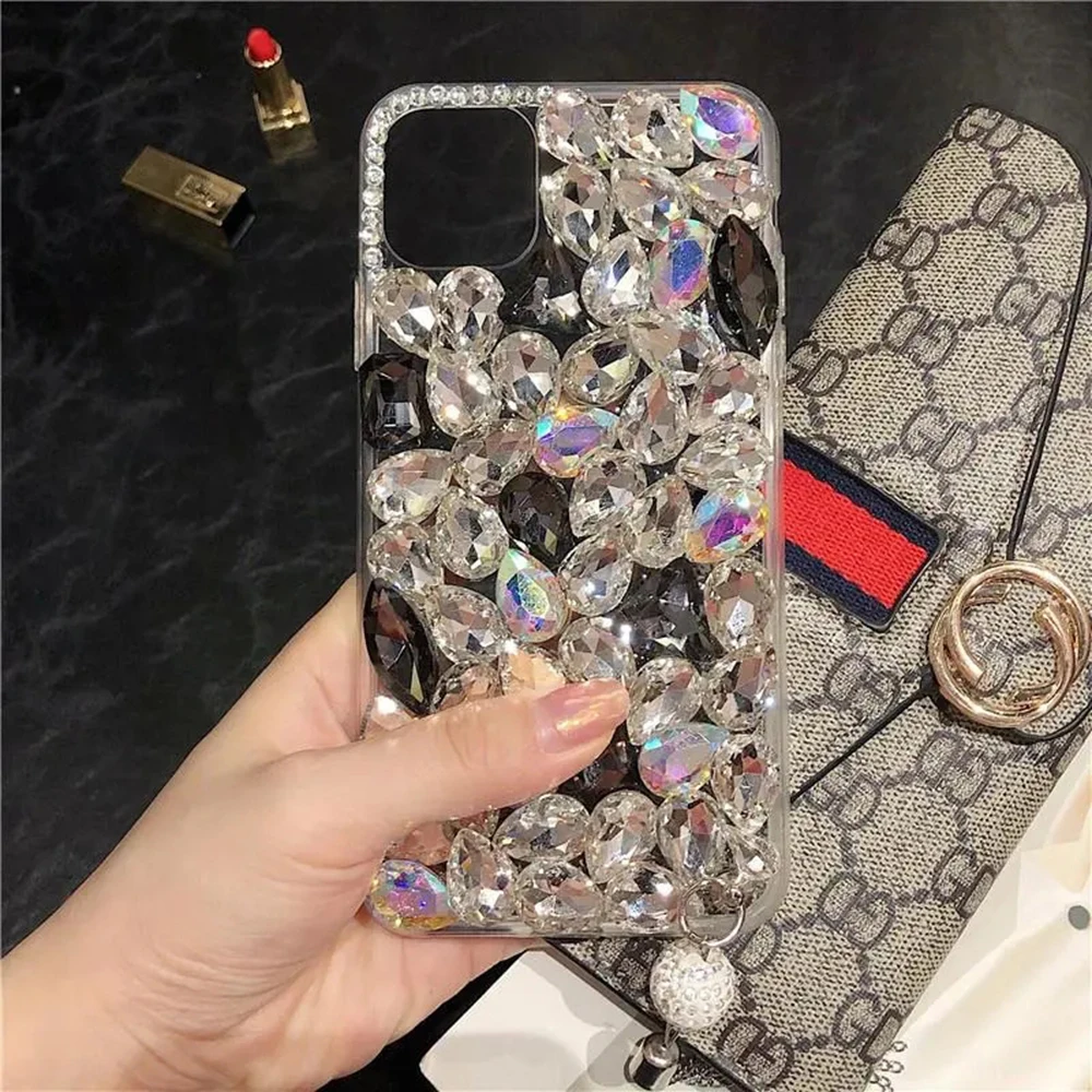 Glitter Stereoscopic Rhinestone Phone Case for IPhone 15 14 13 12 11 Pro Max Plus Hight Quality Bling Diamond Cover with Pendant