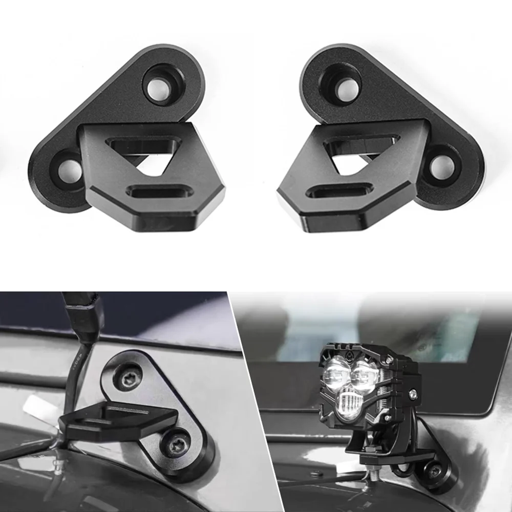 

2pcs JK A-pillar Mounting Bracket for 2007-2017 Wrangler JK Aluminum Bracket for Off-Road LED Fog Light Work Light